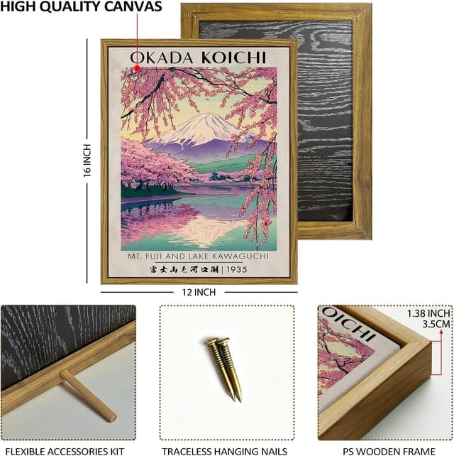 Detalle de Japanese Wall Art Fuji Mountain 12x16 inch