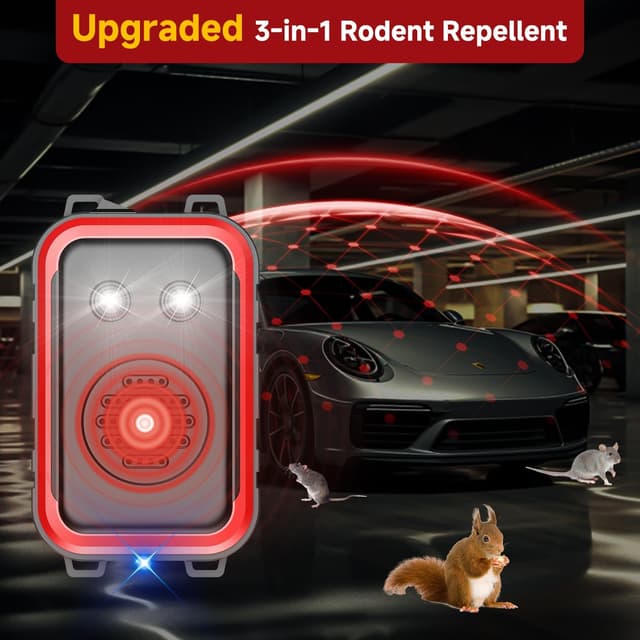 Detalle de COODAY Ultraschall Marderschreck & Nagetierabwehr mit LED-Blitzlichtern für den Motorraum