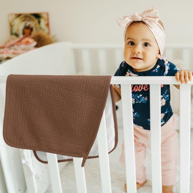 Detalle de Bearmoss Musselin-Spucktücher für Babys (100% Baumwolle), 6er Set 50×25 cm – Gelb/Braun