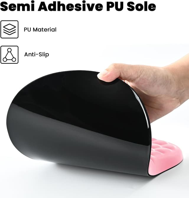 Detalle de EooCoo ergonomisches Mauspad mit Handauflage, Memory-Schaum und rutschfester PU-Basis (300 x 200 mm) – Rosa