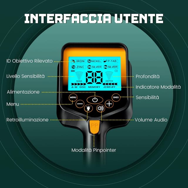 Detalle de Metal Detector 10" ricaricabile 2000mAh