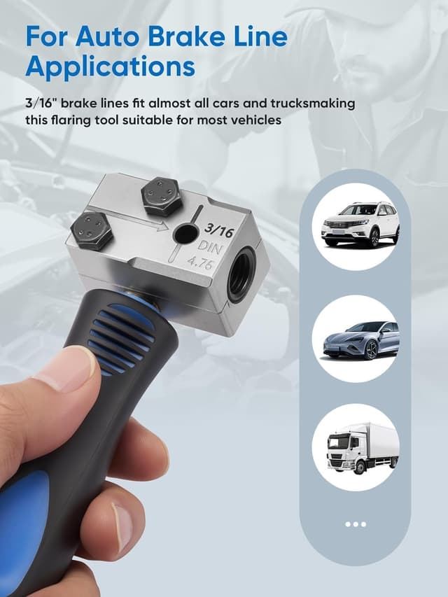 Detalle de Wvoillty Doppel-Bördelwerkzeug für DIN-Bremsleitungen (3/16") – Reparatursatz für Kupfer-, Nickel- und Stahlrohre