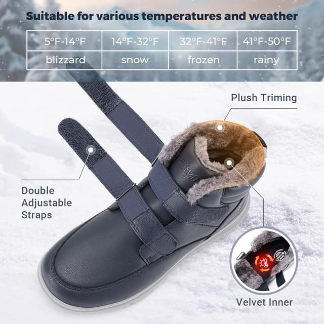 Detalle de FitVille Mens Wide Fit Snow Boots