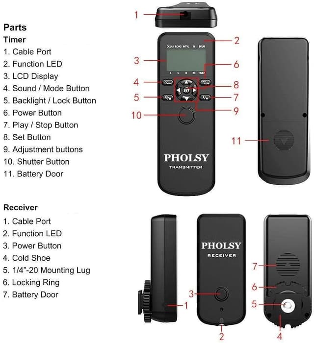 Thumbnail 6 de PHOLSY Kamera-Fernauslöser mit HDR, Intervallometer und kabelloser Funkbedienung für Nikon Z & D Serien