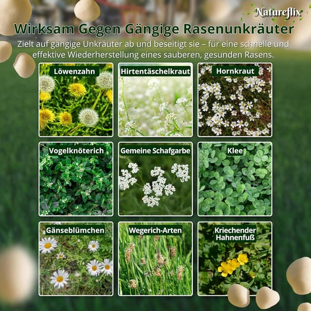 Detalle 2 de Natureflix Rasendünger mit Unkrautvernichter extra stark (2-in-1) – für dichten Rasen im Frühjahr & Sommer, 5 kg für 250 m²