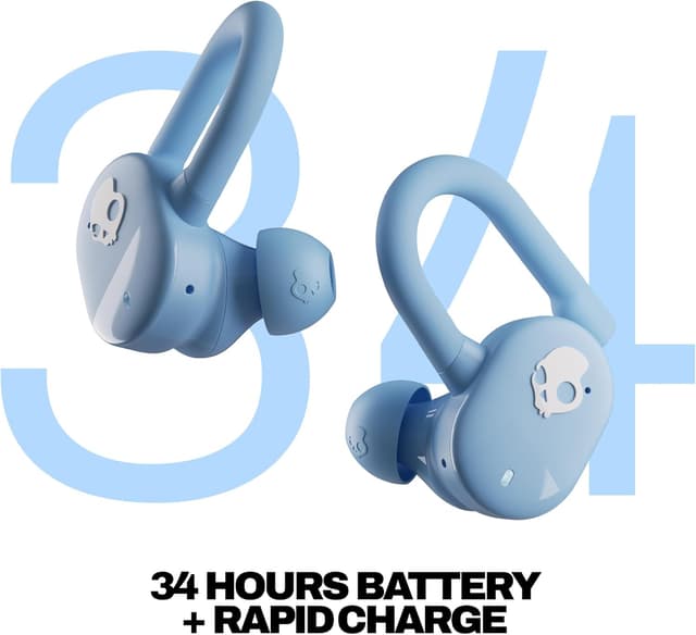 Detalle 2 de Skullcandy Push Play Active Wireless Earbuds (Preppy Blue) with up to 34 hours battery and IP55 rating