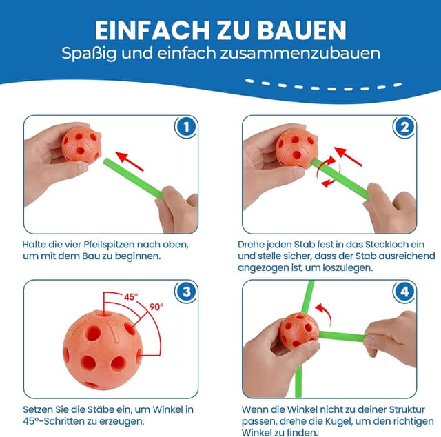 Detalle de Tiny Land DIY Höhle Kinder Konstruktionsspielzeug Outdoor (130-teilig) – 5+ Jahre, zum Höhle-Bauen drinnen & draußen