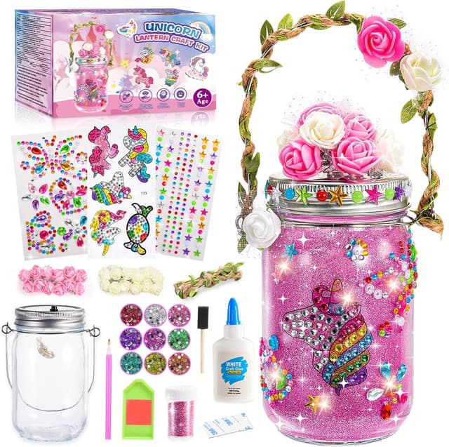 Detalle de Hapikids Unicorn Lantern Craft Kit for Kids (Jar & Glitter DIY) for Ages 4–12