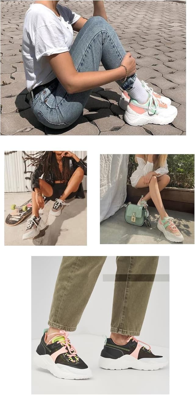 Detalle de Steve Madden ARIS, scarpe zeppa running casual con suola in gomma da 5 cm