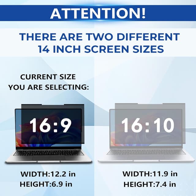 Detalle de Magnetic Laptop Privacy Screen 14 inch 16:9 (Magnetic Removable Filter) for Windows Laptops