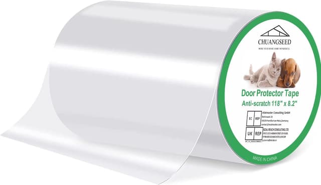 Detalle de CHUANGSEED Clear Door Protector Tape for Dog & Cat Scratching, 21cm x 3m (8.2" x 118")