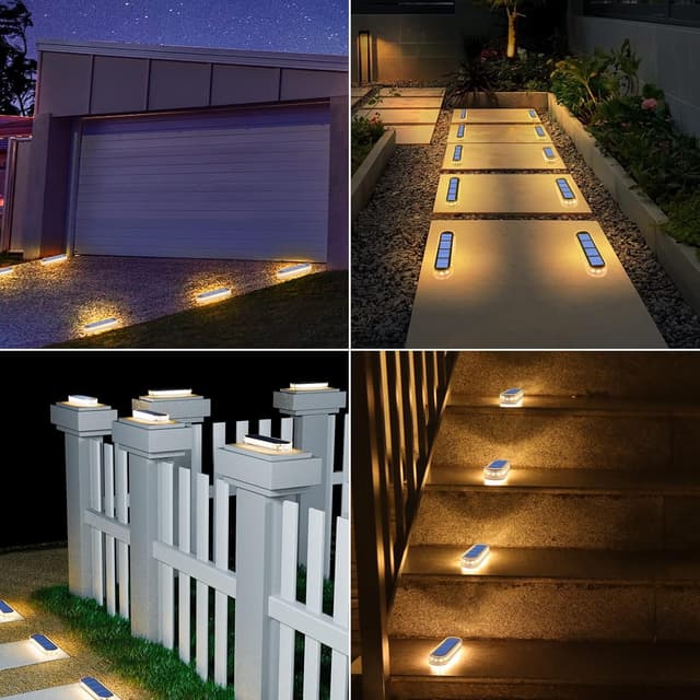 Detalle de YiLaie Luci Solari da Giardino esterne IP68 (4 pezzi), luce calda 2700K con sensore auto on/off per scale e percorso