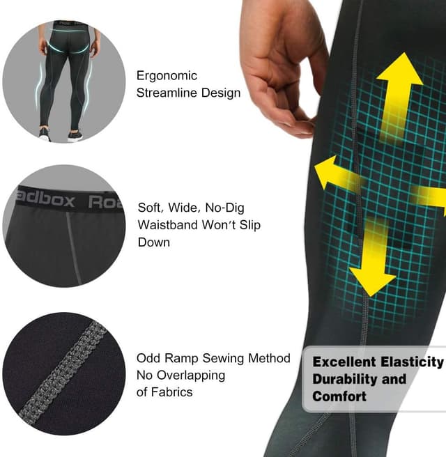 Detalle 2 de Roadbox 1, 2 or 3 Pack Men’s Compression Pants Athletic Base Layer