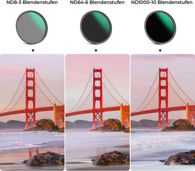 Detalle de K&F CONCEPT 62mm ND-Filterset mit 3 Stufen