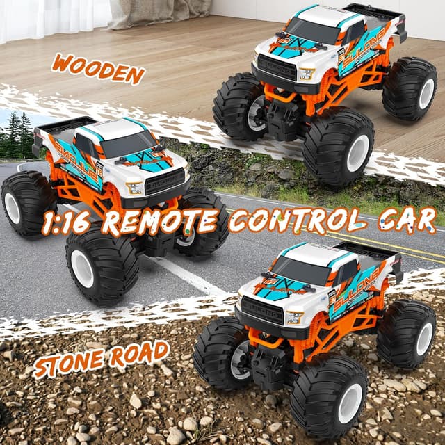 Thumbnail 1 de Kidcia 1:16 Remote Control Monster Truck (2.4 GHz) — Orange RC Car for Off-Road Play