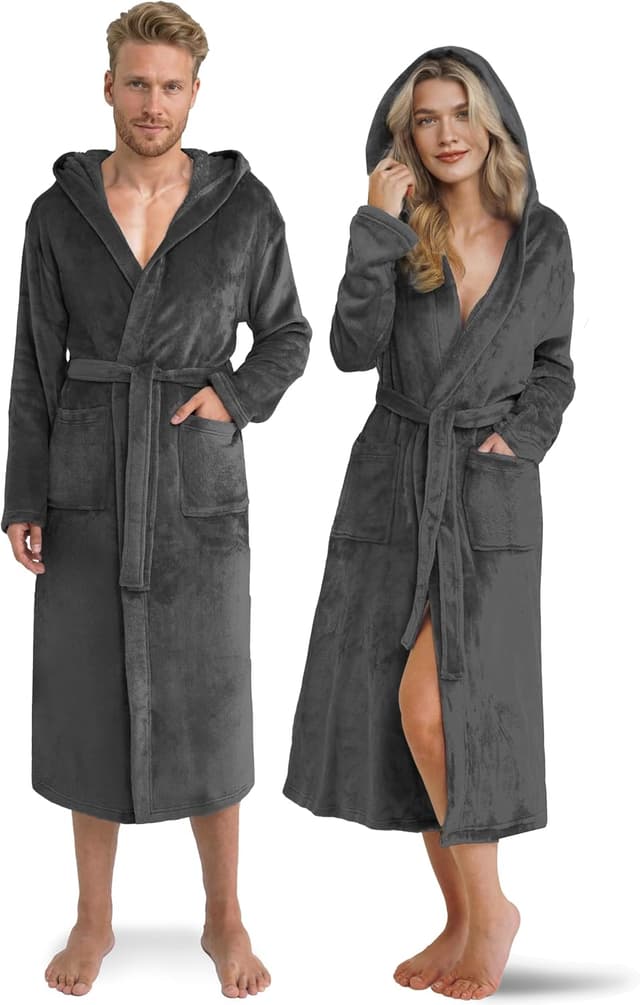 Imagen de Twinzen Morgenmantel Kuschelfleece unisex Schwarz en OfertitasTOP