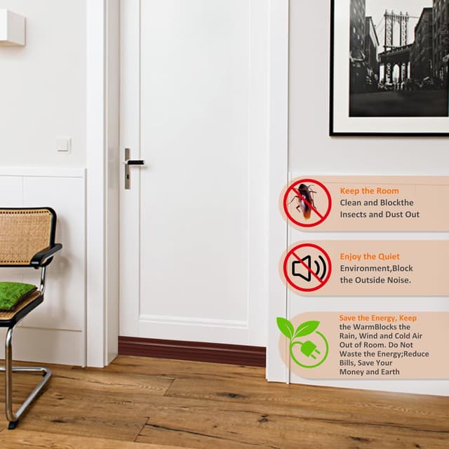 Detalle de Vinabo Paraspifferi Porta in TPE marrone 100 x 5 cm: isolante contro freddo, rumore e polvere