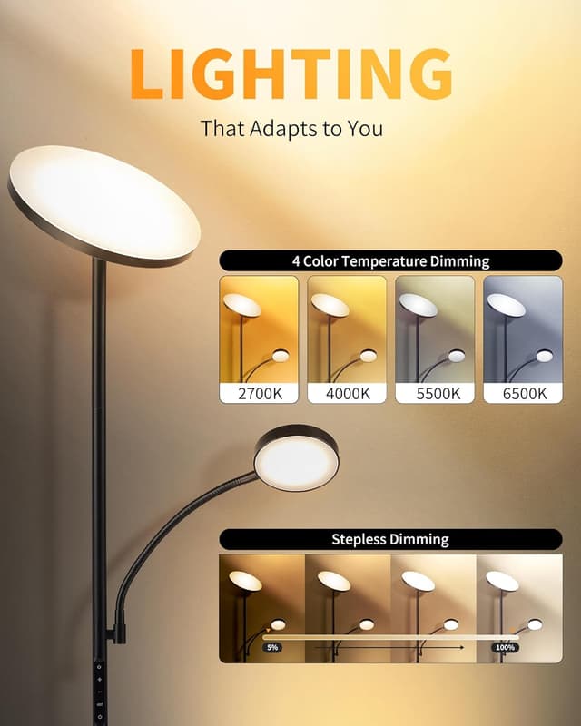 Detalle 2 de Lampada da terra LED 36W dimmer 350°