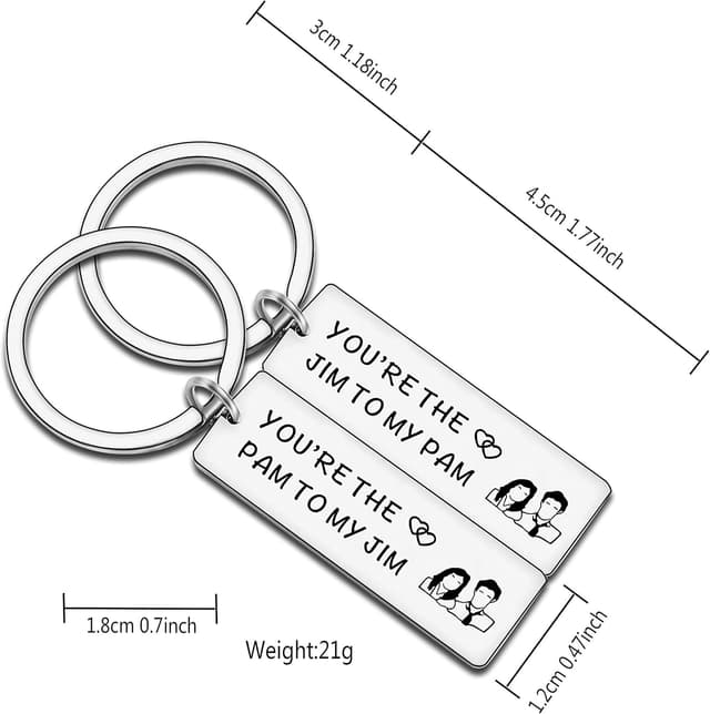 Detalle 2 de JMIMO The Office Couples Keyrings Set (Jim & Pam style) in stainless steel