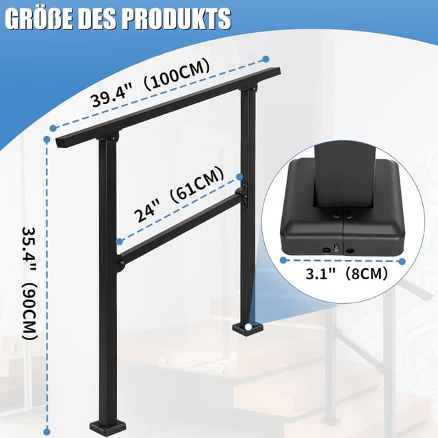 Thumbnail 1 de OUUTMEE 100cm Handlauf Außenstufen 2–3 Stufen