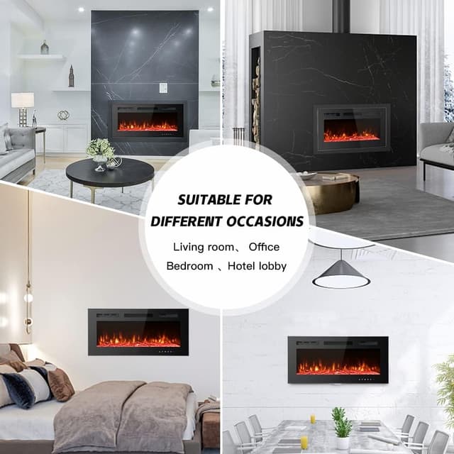 Detalle de M.C.Haus Ultra-Thin Electric Fireplace (102cm) with Low-Noise Heater, 12 Flame & Breath Colours, Touch + Remote