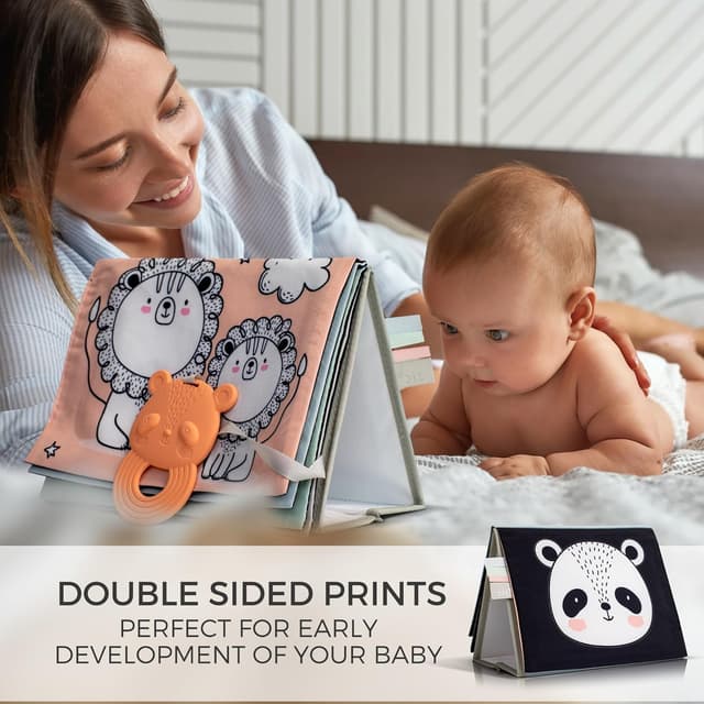 Detalle 2 de Soft Tummy Time Book with Mirror Baby Toy 📘