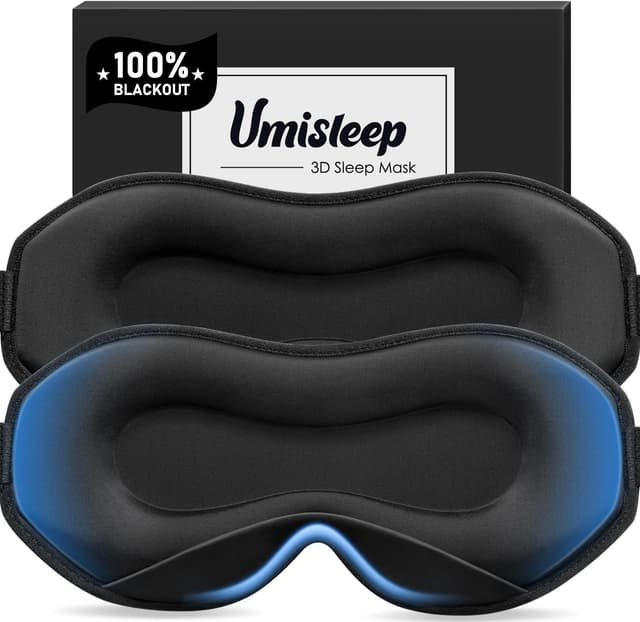 Detalle de Umisleep 2-Pack Upgraded Sleep Masks for Side Sleepers (Black + Black) – 3D Eye Masks for Travel