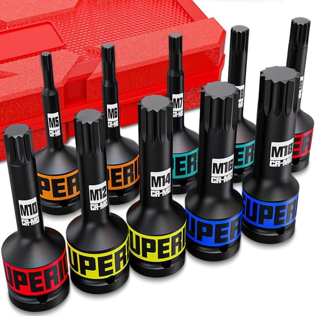 Detalle de Jeu de douilles longues hexagonales à chocs 3/4" KIRXST (14 à 24 mm) – 5 douilles Allen