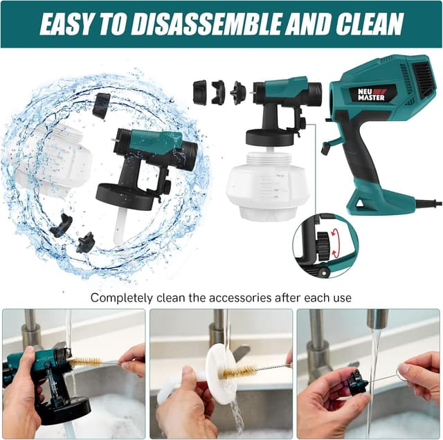 Detalle 2 de NEU MASTER Upgraded Paint Sprayer (500W, 1200ml) HVLP Electric Spray Gun for fences, cabinets & walls