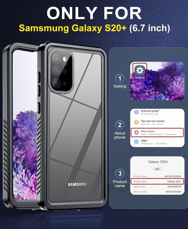 Detalle de Beeasy Galaxy S20+ waterproof case with built-in screen protector (IP68)