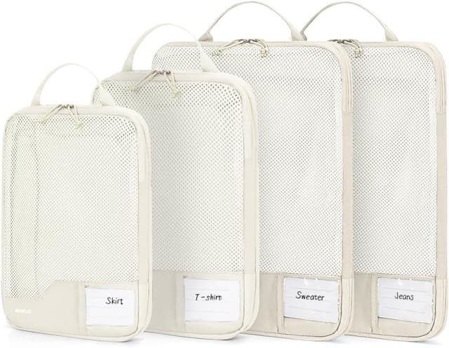 Detalle de ECOHUB Packwürfel-Set für Reisen (4er/6er-Pack) mit Kompression und personalisiertem ID-Tag