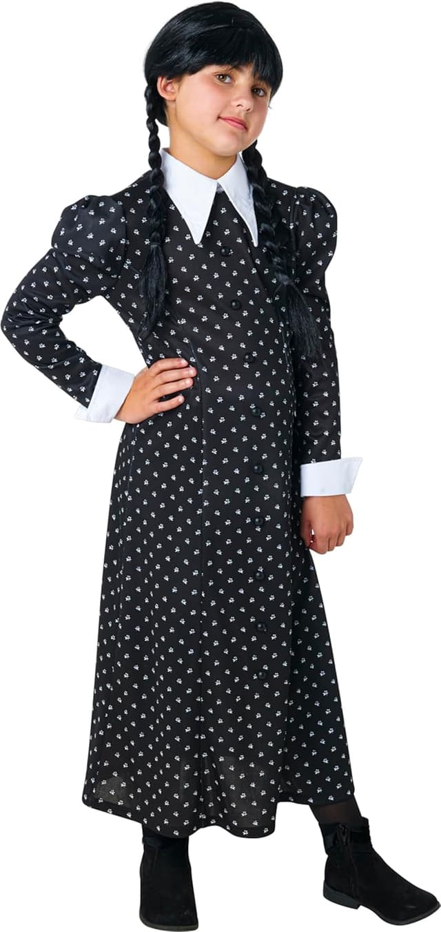 Detalle de Wednesday Addams Costume Dress for Kids (Girls Large 10/12) by Rubies