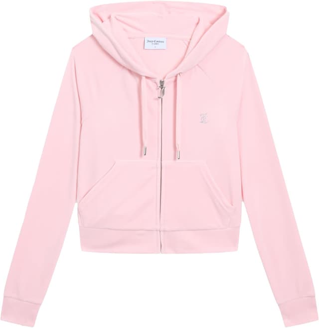 Detalle de Juicy Couture Damen Madison Hoodie Kapuzensweatjacke aus Velour-Mix mit Reißverschluss