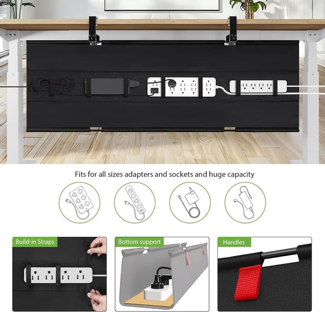 Detalle 2 de KEEGH Extra Large 48" Under Desk Cable Management Tray for Cord Hiders