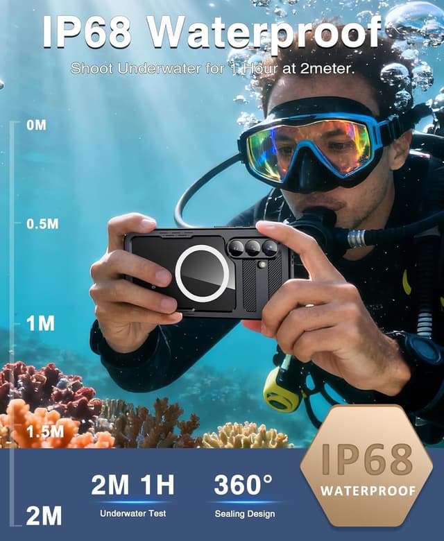 Detalle de Beeasy Waterproof Galaxy S26 Case (IP68) with Magsafe Compatibility, Built-in Screen Protector & Camera Lens Cover