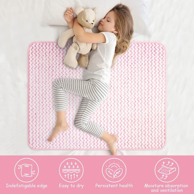 Detalle de Alèse imperméable Aolso 70 x 90 cm pour apprentissage de la propreté, coussin d’absorption lavable (rose)