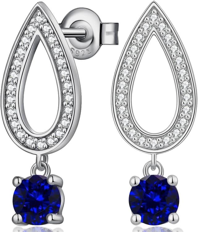 Detalle de Jiamiaoi 18K Weißgold plattiert Tränen-Ohrringe mit 925 Sterlingsilber, Zirkonia (Damen)
