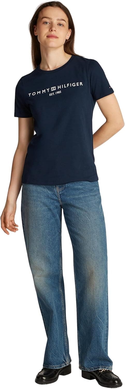 Detalle 2 de Tommy Hilfiger T-Shirt manches courtes femme col ras-du-cou logo