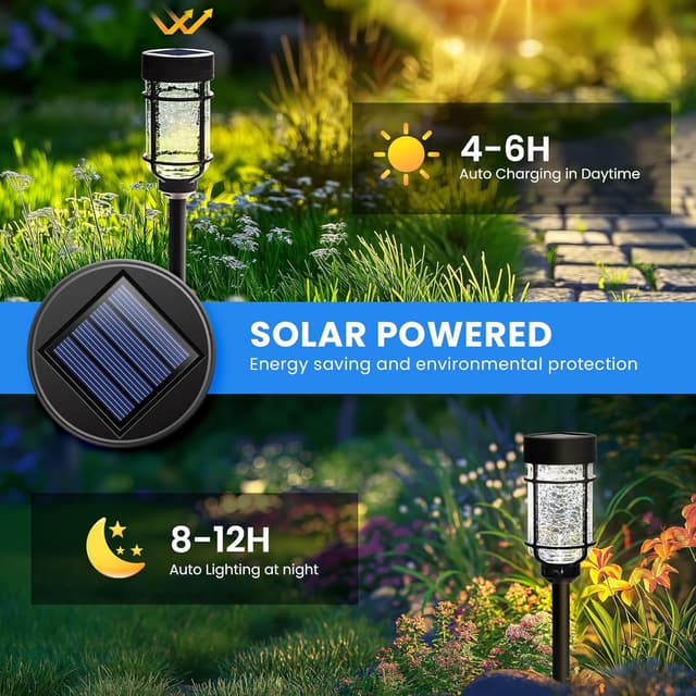 Detalle 2 de GIGALUMI Solar Lights Outdoor Garden (8-pack) with Cold & Warm Light Switching