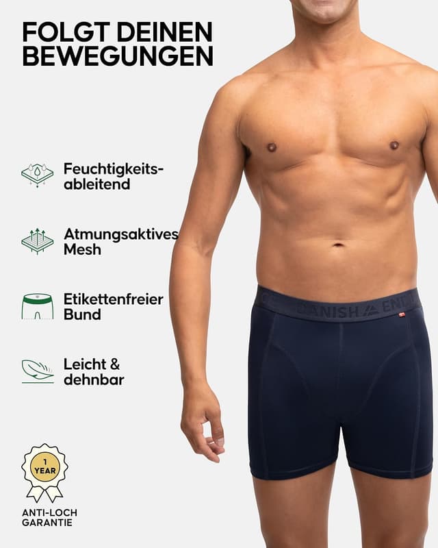 Detalle 2 de DANISH ENDURANCE 6er Pack Sport-Boxershorts Herren (Funktionsunterwäsche, atmungsaktiv & geruchsneutral)