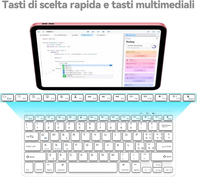 Thumbnail 2 de TQQ Tastiera Bluetooth Ricaricabile per iPad Bianco