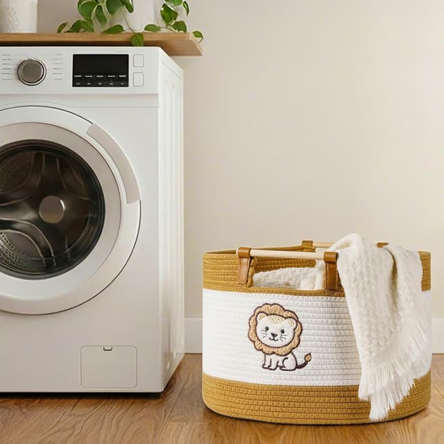 Thumbnail 6 de Tidelit Baumwollseilkörbe für Kinder – gewebter Spielzeugkorb mit Holzgriffen, 17 l