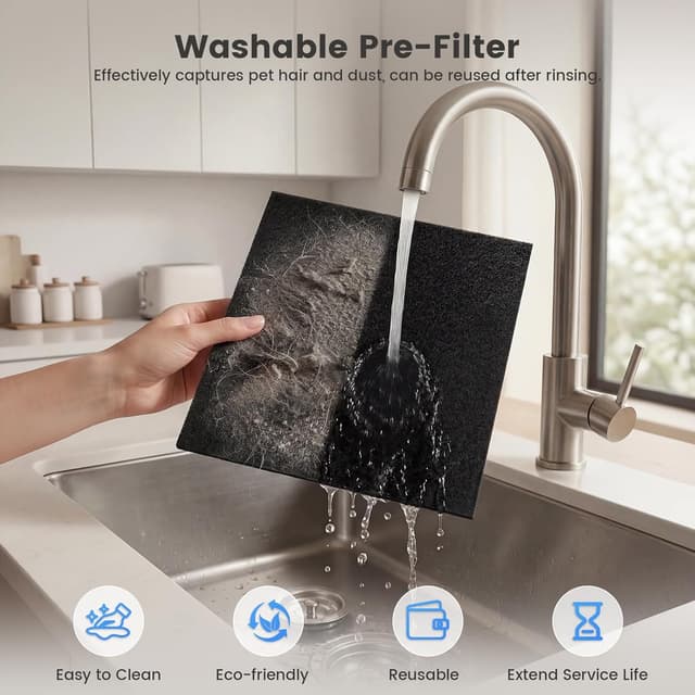 Detalle de HEARBOBO K06 Air Purifier for Large Rooms up to 3,000 sq.ft with H13 True HEPA, Washable Pre-Filter, and PM2.5 Sensor