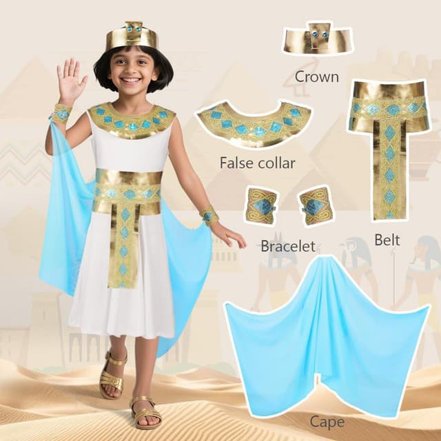 Detalle de DiULi Cleopatra Girls' Costume Egyptian Queen Fancy Dress (Kids)
