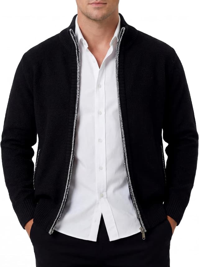 Detalle 2 de GLESTORE Strickjacke für Herren als Trachtenjacke Cardigan mit Fleece-Optik