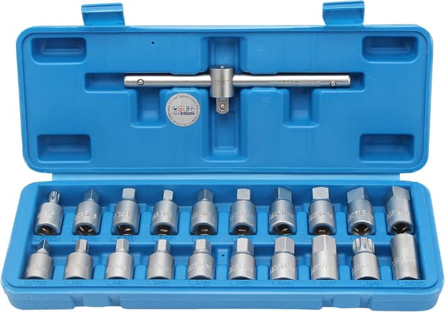 Detalle de CCLIFE kit bouchon de vidange 21 pièces en entraînement 3/8" avec poignée coulissante