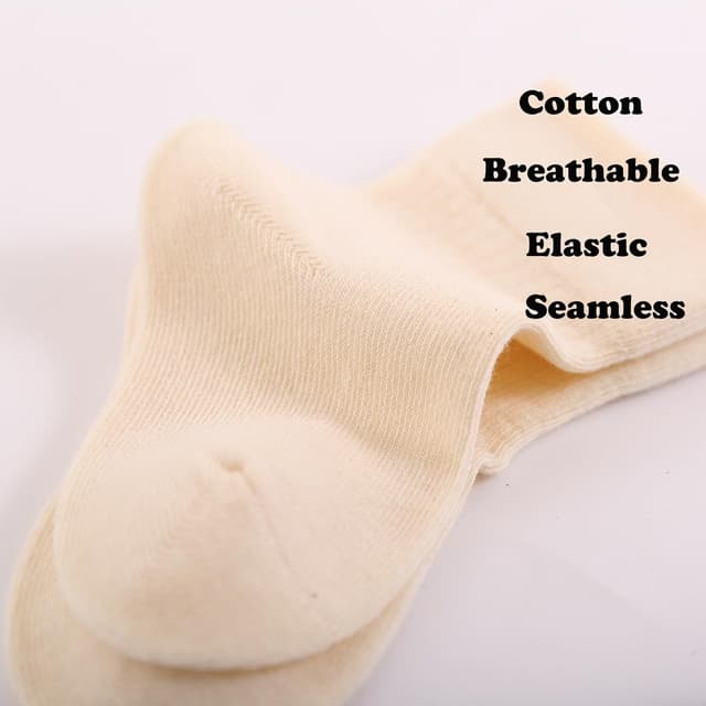 Detalle 1 de Exemaba Toddler Crew Socks (5 Pairs) – Soft Cotton Neutral Solid Socks for 0–8 Years