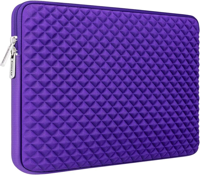 Detalle de RAINYEAR 15.6-inch laptop sleeve with diamond foam padding and fluffy lining (Purple)