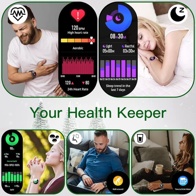 Detalle de Smart Watch for Women Men (Answer/Dial Calls) with 1.3" AMOLED Round Display, IP68 & Fitness Tracking – Blue