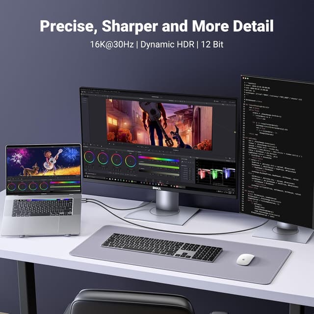 Detalle 2 de UGREEN USB C to DisplayPort 2.1 Cable 1M